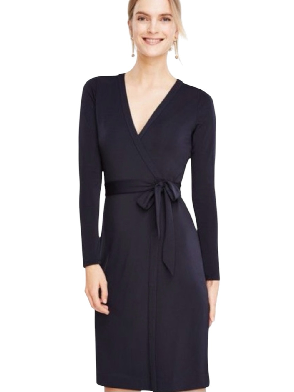 Ann Taylor Deep Blue Jersey Knit Wrap Dress Size 16